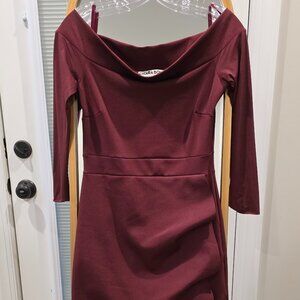 Chiara Boni burgundy off-the-shoulder maxi dress